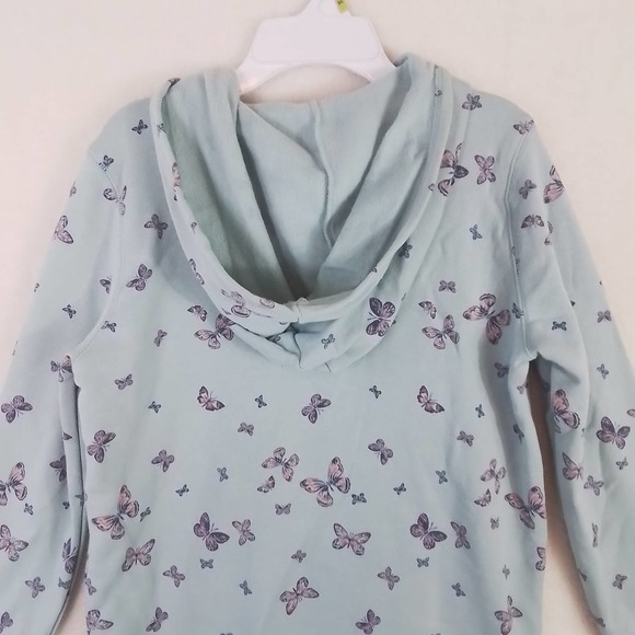 OshKosh Fleece Lined Full Zip Hoodie Girls Size 14 in Green w/ Butterfly Theme - Picture 7 of 13